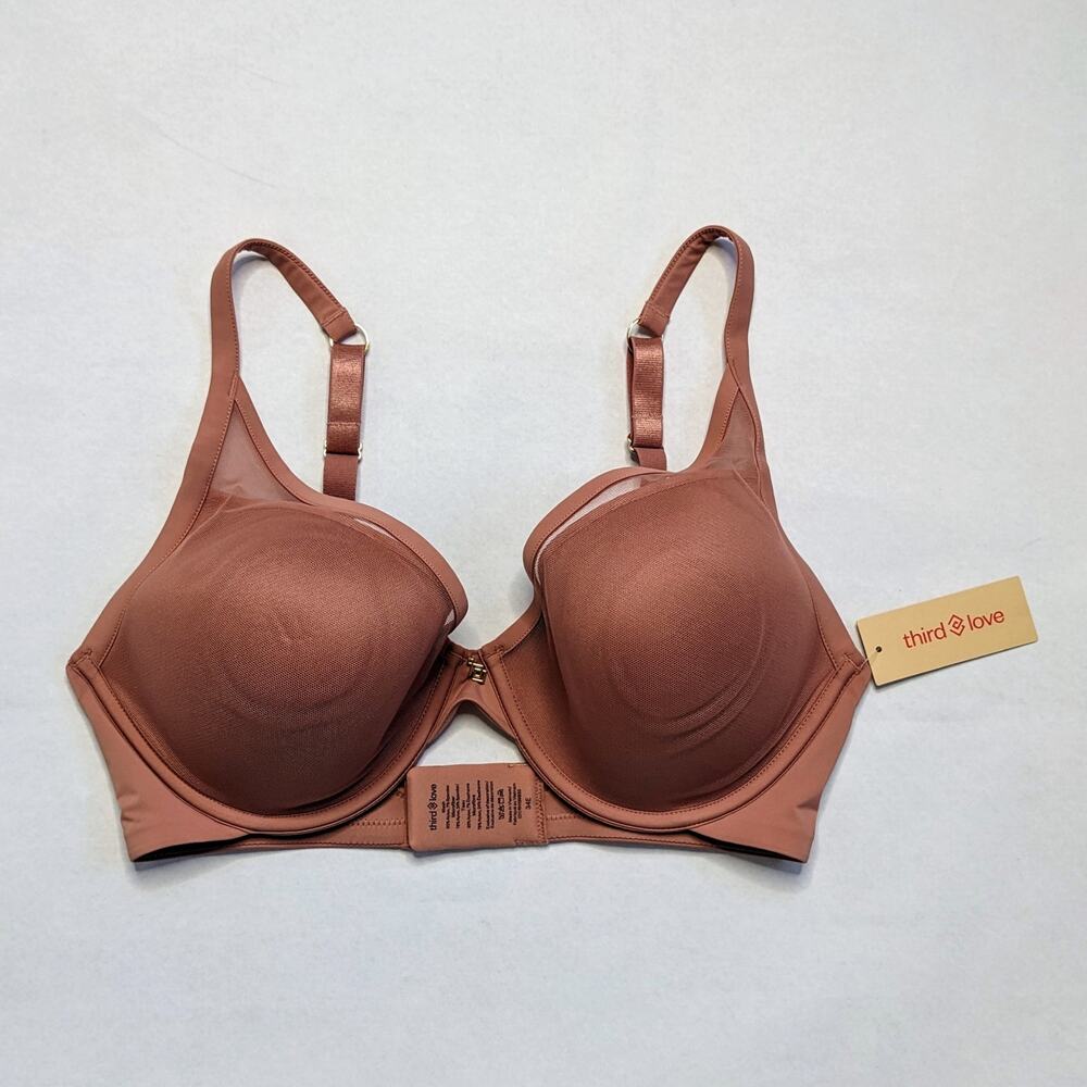 ThirdLove Bra Uplift Plunge Womens 34E Pink Old Rose Push Up Removable Pads NWT